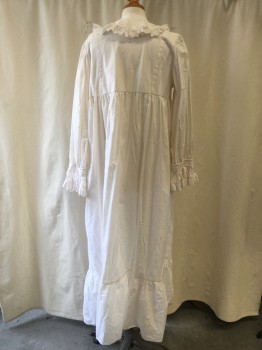 THE 1 FOR U, Ivory White, Cotton, Solid, TOC Style, Button Front, Collar Attached with Openwork Trim, Long Sleeves,