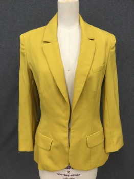 ALC, Goldenrod Yellow, Wool, Mohair, Solid, Single Breasted, Collar Attached, Notched Lapel, 1 Brass Hook & Eye Puzzle, 3 Pockets, 3/4 Sleeve