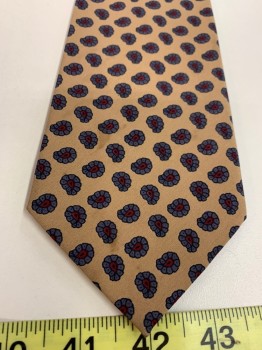 Mens, Tie, SELECT, Beige, Dk Gray, Red Burgundy, Silk, Paisley/Swirls, O/S, Four in Hand