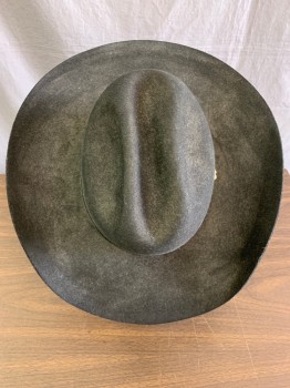 Stetson, Black, Wool, Solid, Cattleman Shaped, Black Strap with Silver Buckle