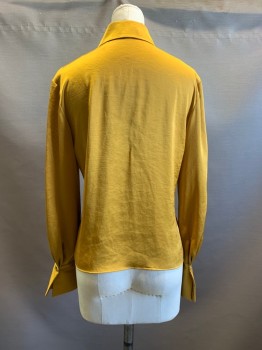 THEORY, Mustard Yellow, Silk, C.A., Pullover, Key Hole, L/S