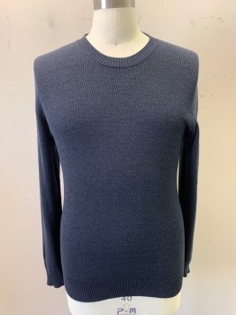 A.P.C. PARIS, Charcoal Gray, Wool, Cotton, Knit, Crew Neck, Long Sleeves