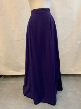 Womens, Historical Fiction Skirt, MTO, Purple, Black, Wool, Solid, W24, Hook & Eyes Down Back, Pleated Back, Black Trim *Sun Damage at Waistband*