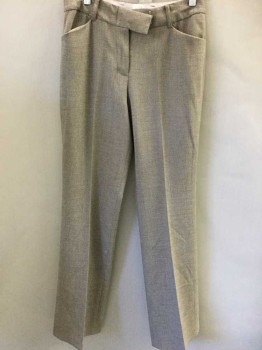Womens, Suit, Pants, ANNE KLEIN, Beige, Polyester, Spandex, W: 28, 0p, Flat Front, Belt Loops, Button Tab,