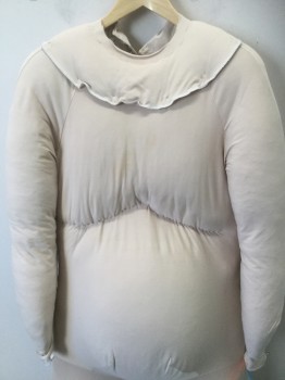 Unisex, Fat Padding, J&M COSTUMES, Beige, Solid, W 41, Ch 38, H 45, Full Fat Suit with Legs and Arms, Zip Back, Snap Detachable Neck Piece, Zip Crotch, Has Faint Stain on Chest