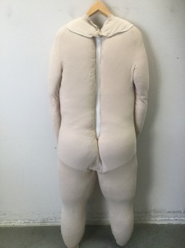 Unisex, Fat Padding, J&M COSTUMES, Beige, Solid, W 41, Ch 38, H 45, Full Fat Suit with Legs and Arms, Zip Back, Snap Detachable Neck Piece, Zip Crotch, Has Faint Stain on Chest