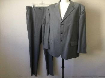 PAULO SOLARI, Gray, Wool, Heathered, 3 Button Single Breasted, 1 Welt Pocket, 2 Pockets with Flaps , 2 Slit Vents at BackFC028347