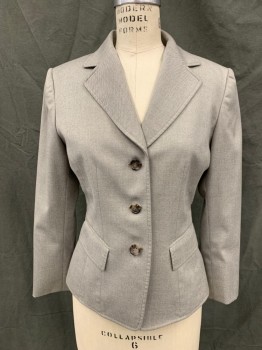 Womens, Suit, Jacket, TAHARI, Beige, Polyester, Lycra, Solid, B:34, 4, Twill, C.A., Notched Lapel, 3 Btn Single Breasted, 2 Pckts With Flaps, Beige Heather