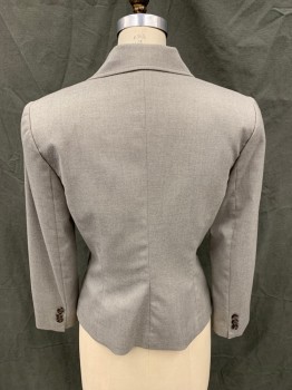 TAHARI, Beige, Polyester, Lycra, Solid, Twill, C.A., Notched Lapel, 3 Btn Single Breasted, 2 Pckts With Flaps, Beige Heather