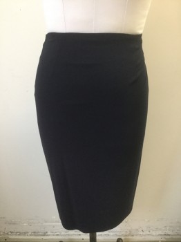 PIAZZA SEMPIONE, Navy Blue, Wool, Lycra, Solid, Dark Navy, Crepe, 1 Dart at Either Side of Waist, Invisible Zipper at Center Back, Vent at Center Back Hem