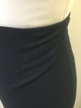 PIAZZA SEMPIONE, Navy Blue, Wool, Lycra, Solid, Dark Navy, Crepe, 1 Dart at Either Side of Waist, Invisible Zipper at Center Back, Vent at Center Back Hem