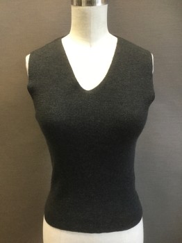 INC, Charcoal Gray, Wool, Solid, V-neck, Pullover