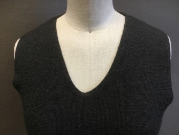 INC, Charcoal Gray, Wool, Solid, V-neck, Pullover