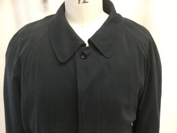 JOSEPH AND FEISS, Midnight Blue, Acrylic, Wool, Solid, Single Breasted with Concealed Button closure, Spread Collar, 2 Side Entry Pockets, Long Sleeves, Back Gun Flap, Back Vent, Belted Cuffs, Belted Waist, Below the Knee Length, Removable Liner