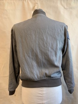 Unisex, Sci-Fi/Fantasy Jacket, MTO, Gray, Synthetic, Solid, 42, Zip Front, 2 Pockets, Knit Trim, Velcro Detail for Patches