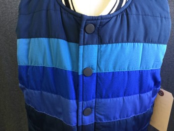 MO: VINT, Navy Blue, Blue, Royal Blue, Slate Blue, Polyester, Stripes - Horizontal , Snap Front, Quilted, Poly Filled, 2 Pockets,