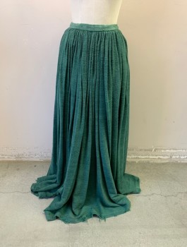 N/L MTO, Forest Green, Linen, Solid, 1" Wide Self Waistband, Gathered Waist, Floor Length, Frayed Hem, Aged and Worn Look, Working Class Peasant, Made To Order Reproduction