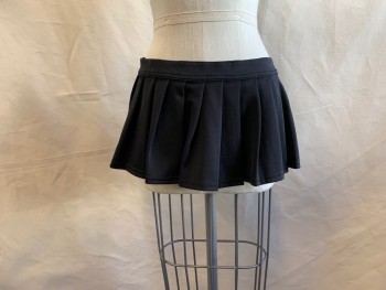 TRASHY, Black, Synthetic, Spandex, Solid, Garter Skirt, Elastic Waistband, Accordion Pleats, Interior Attached Garter Belts