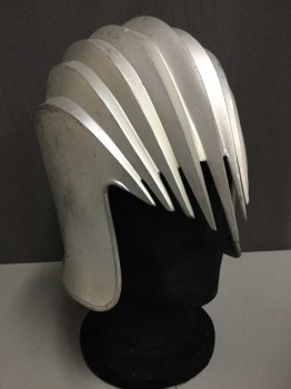 Unisex, Sci-Fi/Fantasy Helmet, MTO, Silver, Plastic, Solid, Flexible Plastic For Stunts