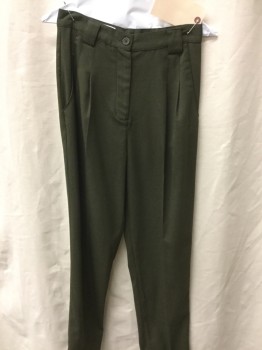 AMERICAN APPAREL, Moss Green, Polyester, Solid, Drop Pleated, 2 Slant Pocket,