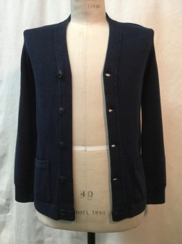 RRL, Navy Blue, Wool, Heathered, Heather Navy, Button Front, 1 Pocket,