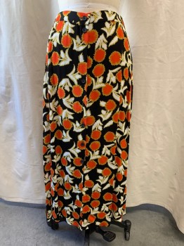 WHISTLES, Black, Orange, White, Chartreuse Green, Viscose, Floral, Button Front
