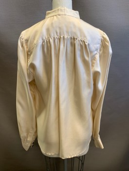 ALEXANDER WANG , Beige, Silk, Solid, Collar Band, Button Front, Long Sleeves