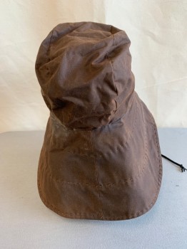 Unisex, Sci-Fi/Fantasy Hat, MTO, Brown, Cotton, Faded, Solid, O/S, *Aged/Distressed*, Leather Black Ties, Longer Back Side