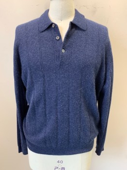 TASSO ELBA, Navy Blue, Cashmere, Solid, Polo Neck, Long Sleeves, Soft, Little Pilly