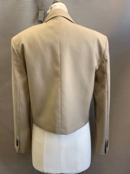 Zara, Tan Brown, Polyester, Solid, L/S, Peaked Lapel, Chest Pocket Flap