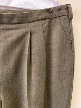 NL, Khaki Brown, Dk Brown, Poly/Cotton, 2 Color Weave, Pleated Front, Slant Pockets, Zip Back
