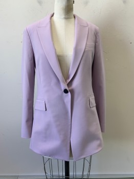 THEORY, Lilac Purple, Wool, Elastane, Solid, L/S, Single Breasted, Peaked Lapel, 3 Pockets, 4 Buttons on Cuffs