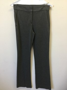 THEORY, Heather Gray, Polyester, Viscose, Heathered, Heather Gray Double Knit, 2" Waist Band, 4 Pockets, Flat Front, Zip Front,