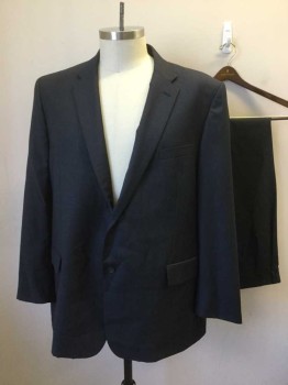 JOSEPH FEISS, Navy Blue, Wool, Plaid, Self Plaid, Single Breasted, Collar Attached, Notched Lapel, 3 Pockets, 2 Pockets
