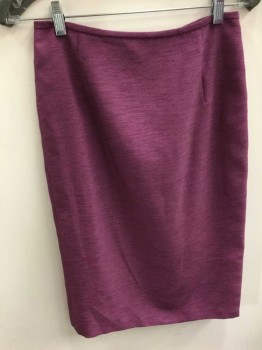 NO LABEL, Violet Purple, Silk, Solid, Pencil Skirt, Back Zipper, Back Slit