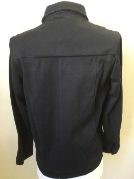 SELECTED HOMME, Midnight Blue, Cotton, Polyester, Solid, Self Ribbed, Snap Front, Collar Attached, Long Sleeves,