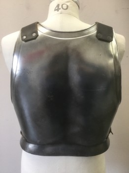 Mens, Historical Fict. Breastplate , MTO, Silver, Fiberglass, Solid, 40-42, 2 Pieces, Leather Straps at Shoulder, Leather at Waist to Close the Front to Back. Light Weight, Knight,
