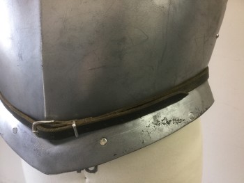 Mens, Historical Fict. Breastplate , MTO, Silver, Fiberglass, Solid, 40-42, 2 Pieces, Leather Straps at Shoulder, Leather at Waist to Close the Front to Back. Light Weight, Knight,