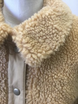 MADEWELL, Caramel Brown, Polyester, Sherpa, Solid, Fuzzy Sherpa/Fleece, Snap Front, Collar Attached, Twill 1" Wide Waistband, 2 Pockets