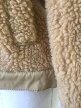 MADEWELL, Caramel Brown, Polyester, Sherpa, Solid, Fuzzy Sherpa/Fleece, Snap Front, Collar Attached, Twill 1" Wide Waistband, 2 Pockets