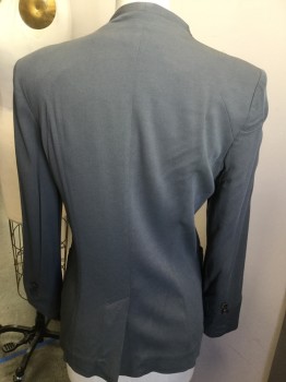 HELMUT LANG, Gray, Silk, Spandex, Solid, Double Breasted, No Collar W/hidden Pleat Lapel, Slit Pockets