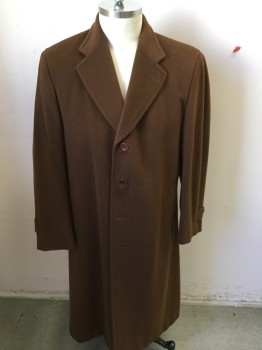 Mens, Coat, Overcoat, CANALi, Brown, Wool, Solid, 42 R, 4 B/f  N/L