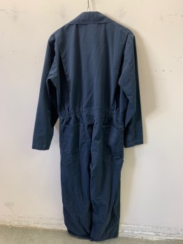 Mens, Coveralls/Jumpsuit, DICKIES, Navy Blue, Polyester, Cotton, Solid, Tall, 38/40, Zipper Front, Leftover Top Stick Where Name Tag Would Be