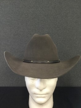 STETSON, Slate Gray, Fur, Solid, Fur Felt, Black Leather Hat Band with Silver Detail