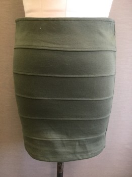 FOREVER 21, Olive Green, Cotton, Polyester, Knit, Pull-on, Top Stitch Layers