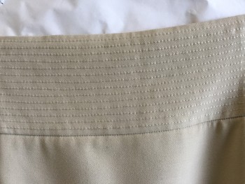 SANDRA ANGELAZZI, Khaki Brown, Polyester, Rayon, Solid, 3.75" Horizontal Quilt-like Waistband, 2 Vertical Seams Front & Back, and 2 Split Hem Along the Vertical Seams, Exposed Zip Back, Shinny Goldish-gray Lining