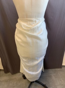 Womens, Historical Fiction Skirt, MTO, Ivory White, Silk, Solid, W30/33, Greek Repro, Waist Cincher Front, Wrap Closure with Velcro, Gathered at Front, Draped Front Panel