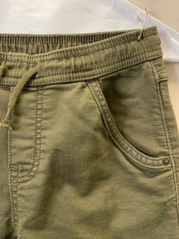Childrens, Pants, CAT & JACK, Olive Green, Polyester, Solid, 10, Drawstring/Elastic Waistband, 5 Pockets,