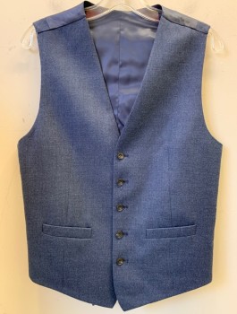 M&S, Blue, Wool, Solid, 5 Button, 2 Button