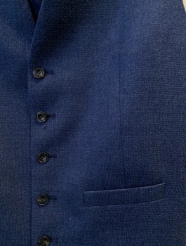M&S, Blue, Wool, Solid, 5 Button, 2 Button